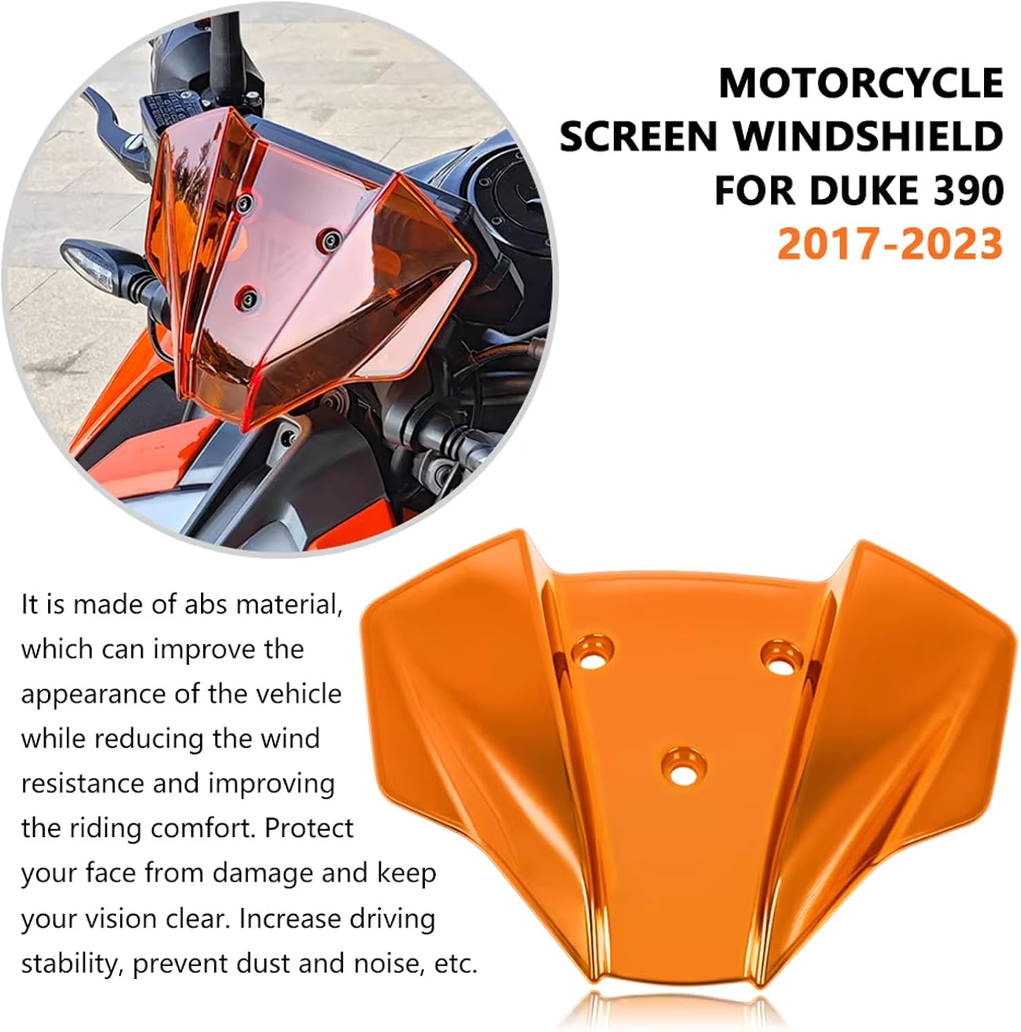 for 2023 DUKE390 Duke390 Duke125 Motorcycle Windshield Protector and Front Fairing Accessories for 2017-2023 Duke (Light Gray)
