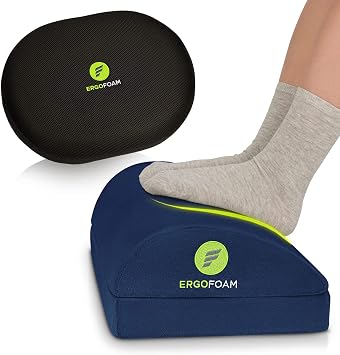 ErgoFoam Adjustable Foot Rest Teardrop, Velvet, Blue and Orthopedic Donut Pillow Bundle