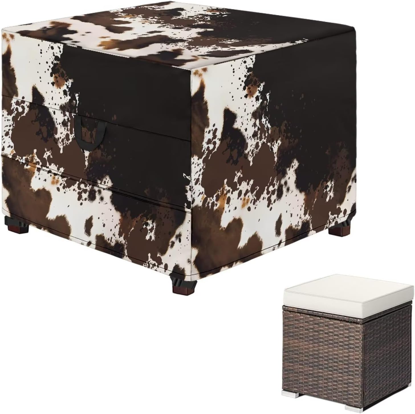 Halloween Moon Bat Ottoman Cover Patio Slipcovers with Non Slip Bottom Footrest Sofa Stool Cover Footstool Protector Furniture Protector Machine Washable