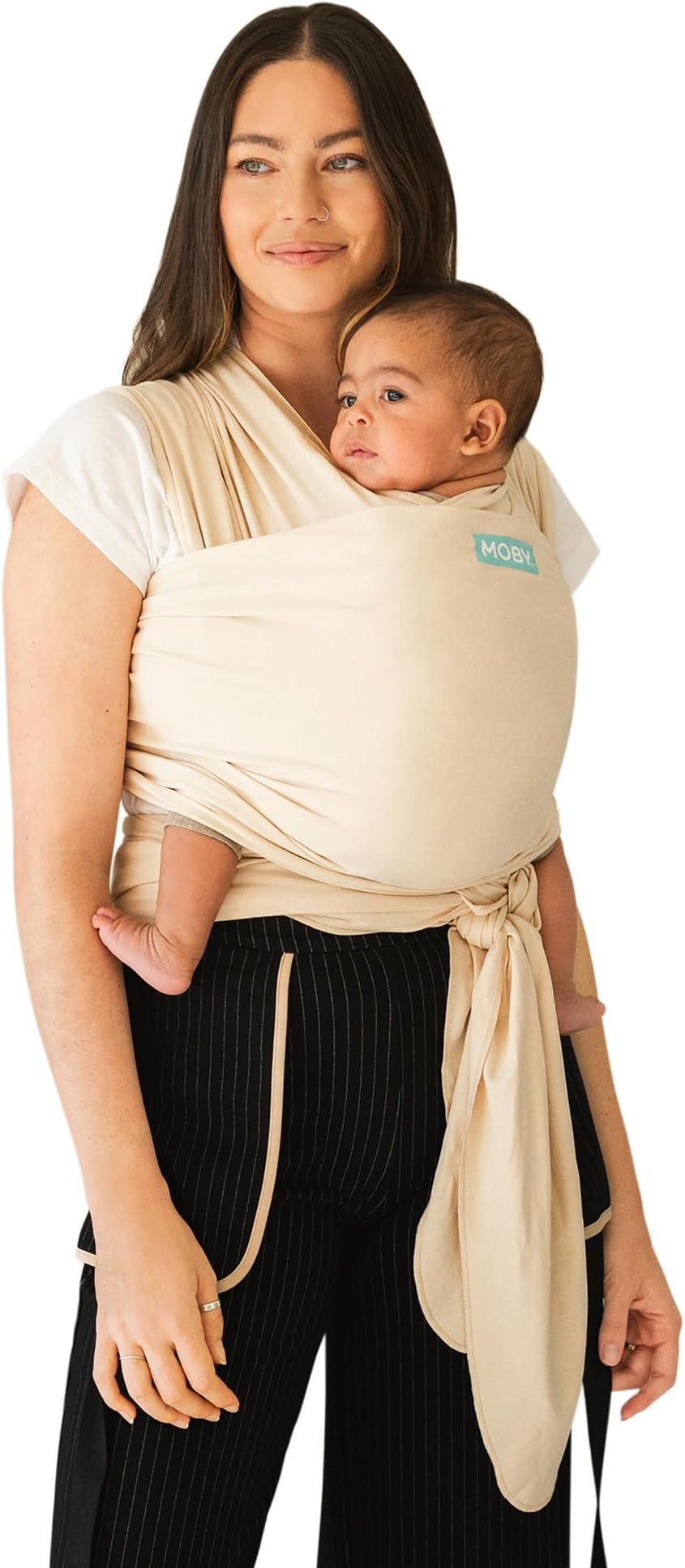 Moby Baby Wrap Carrier Classic for Newborns to Toddlers (8-33lbs), Infant Sling Carrier, Lightweight & Hands Free Design, Adjustable for All Body Types (Sand Dollar)