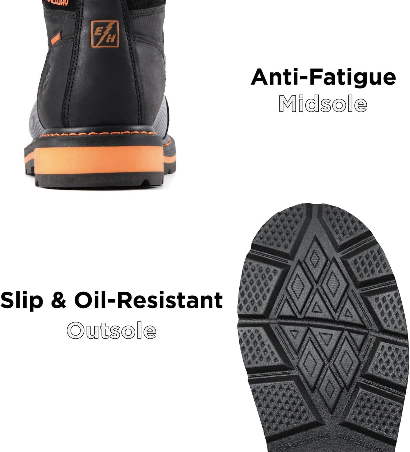 SUREWAY Men's 6" Soft/Composite Toe Heavy Duty Waterproof Work Boot GoodyearWelt Oil/Slip Resistant Dual-Density Comfortable Outsole Crazy Horse Leather EH Construction Industrial Safety Work Boots - Image 6