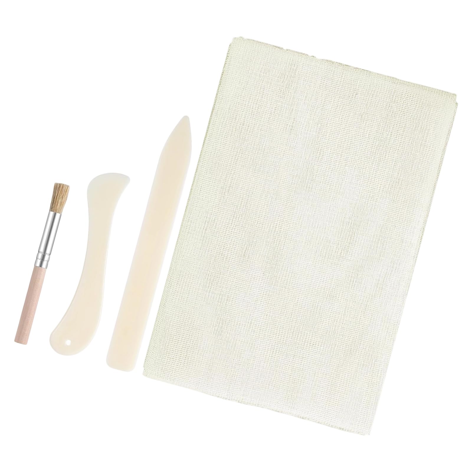 Hsioluted Book Binding Repair Set with Bone Folder Tools and Wooden Handle Brush for Loose Pages and Book Spines Restoration Complete Spine Restoration Set Tool
