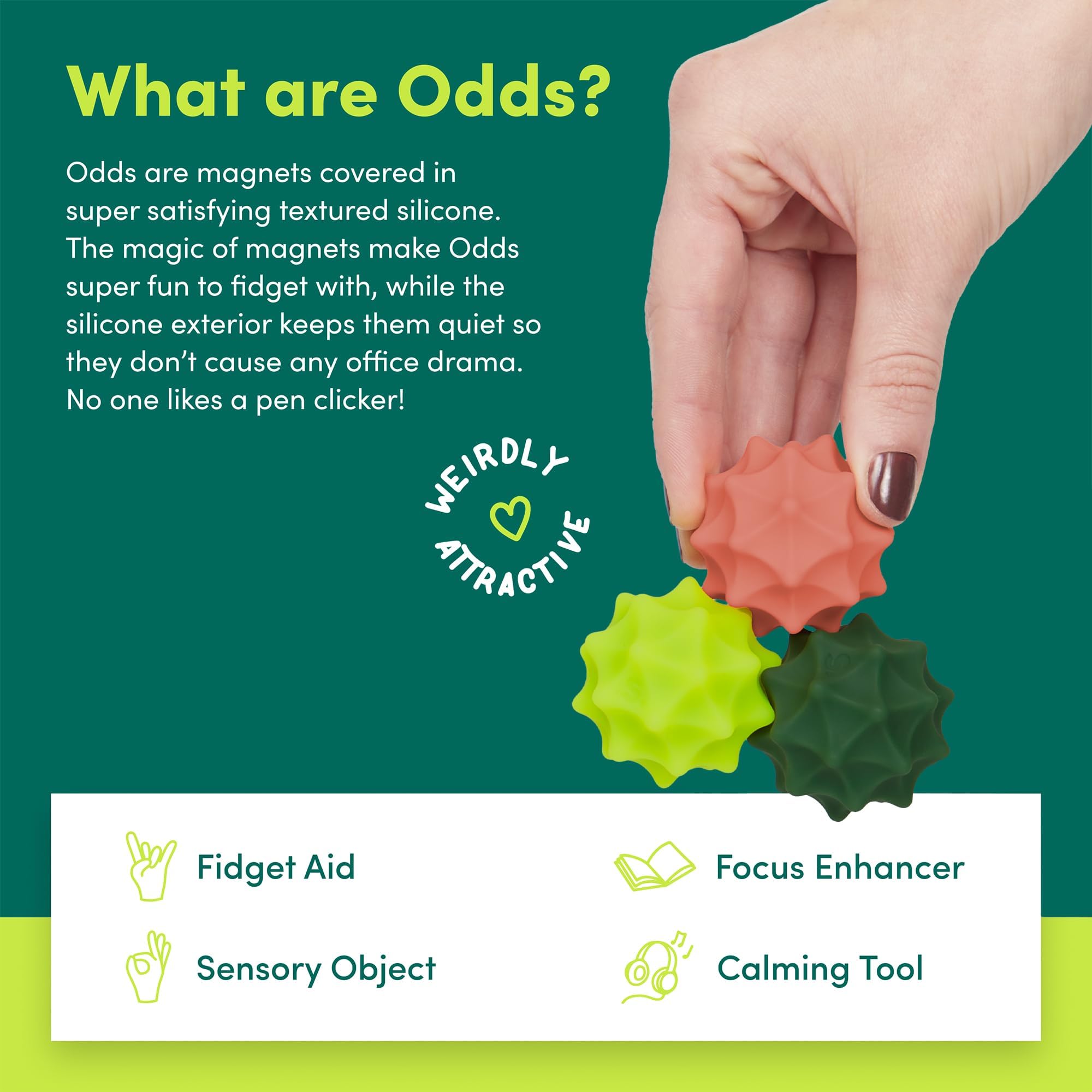 Speks Odds Magnetic Fidget Toy, Green Spurs - Image 3