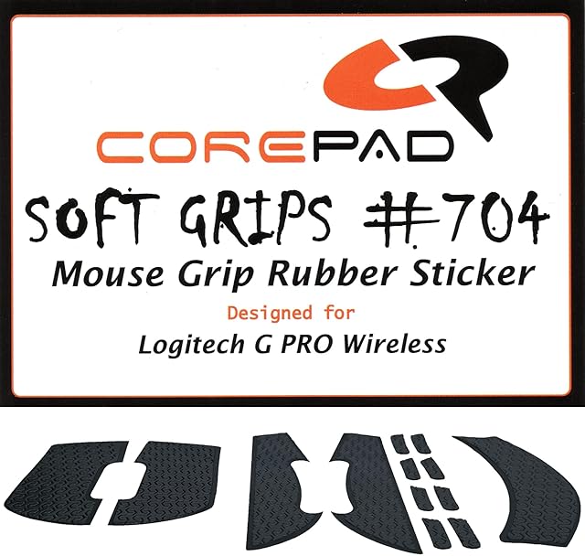 Corepad Soft Grips - samoprzylepne, wstępnie wycięte, antypoślizgowe naklejki na myszy komputerowe (czarne, Logitech G PRO Wireless)