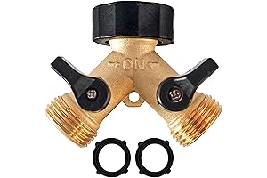 Hourleey 2-Way Brass Garden Hose Splitter