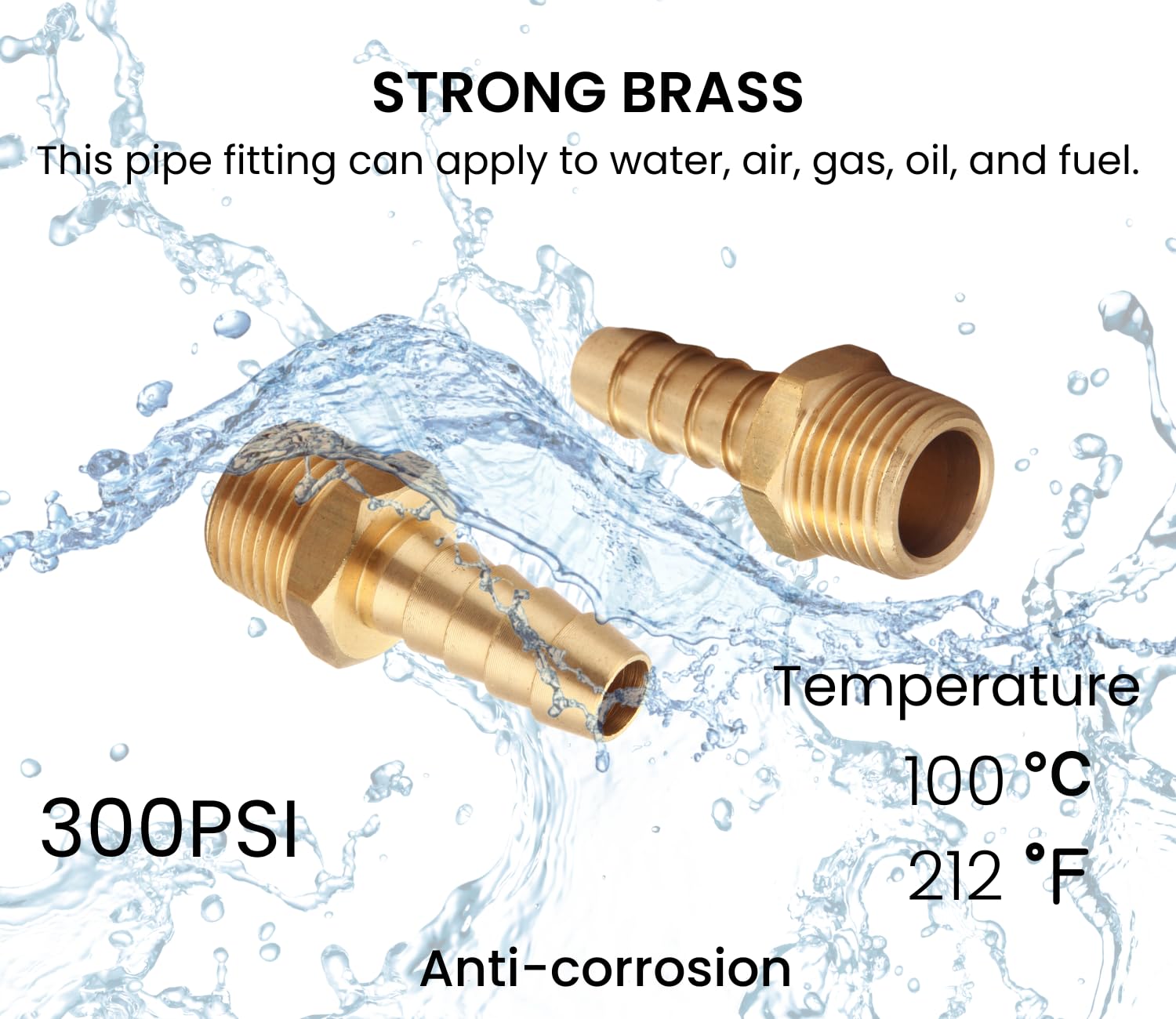 4-pak złączek do węża powietrza, 3/20.3 cm NPT do 3/20.3 cm Barb, adapter do węża Barb, mosiężne złączki rurowe gwintowane męskie