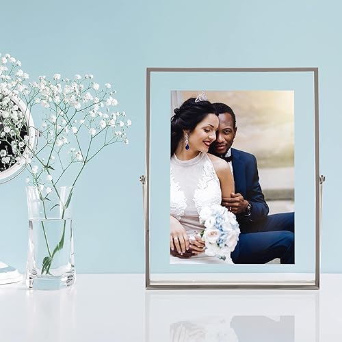 Miniatura 8 de Lawrence Frames Marco de fotos flotante con caballete de metal, 5 x 7, color negro