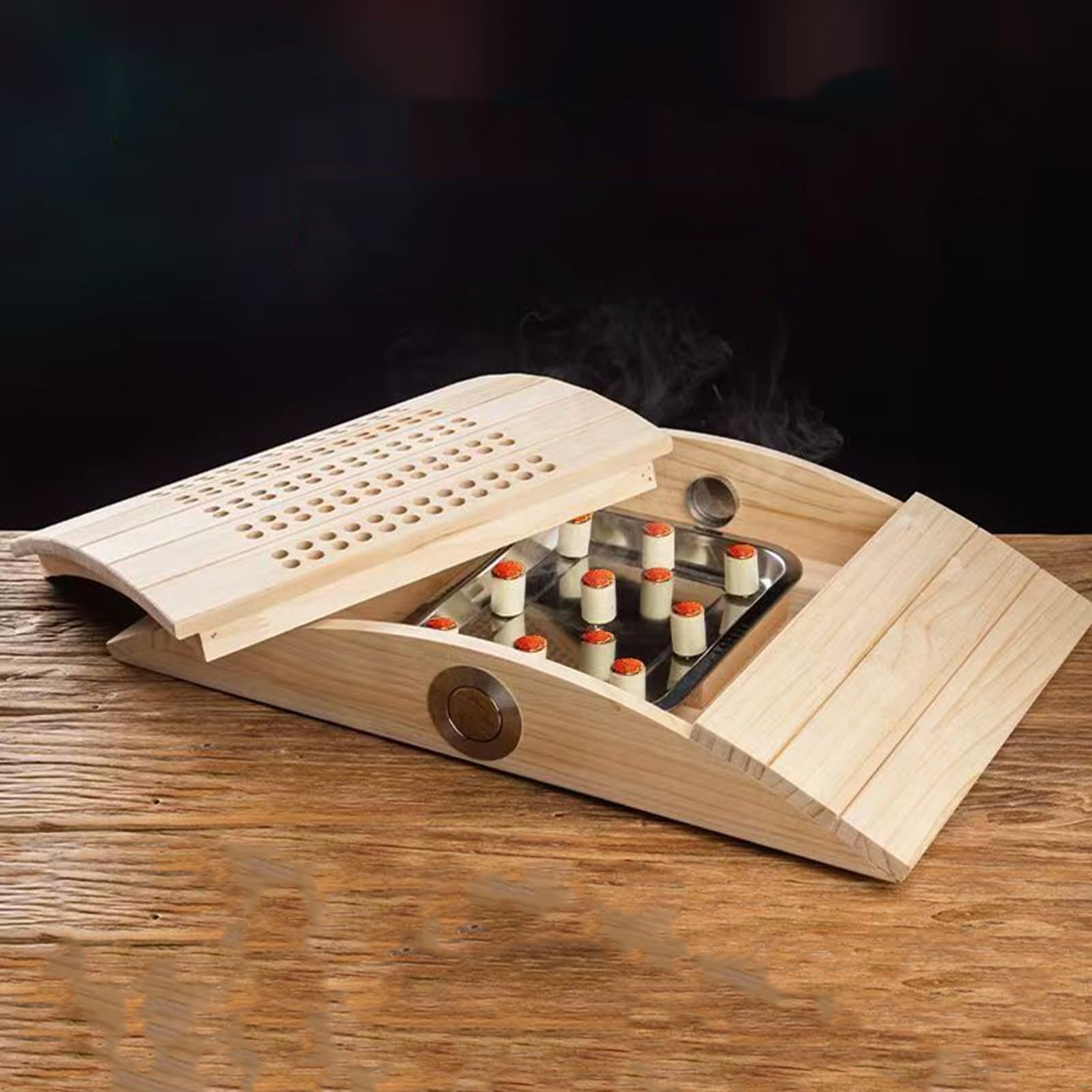 Générique Etui Moxibustion | Pudełko do Terapii Moxą Lędźową, Wielootworowe Etui Z Drewna Piołunu, Produkty Wellness I Relaks Unisex, 36,5 x 7,5 x 28 cm, Se référer au descriptif, Zapoznaj się z