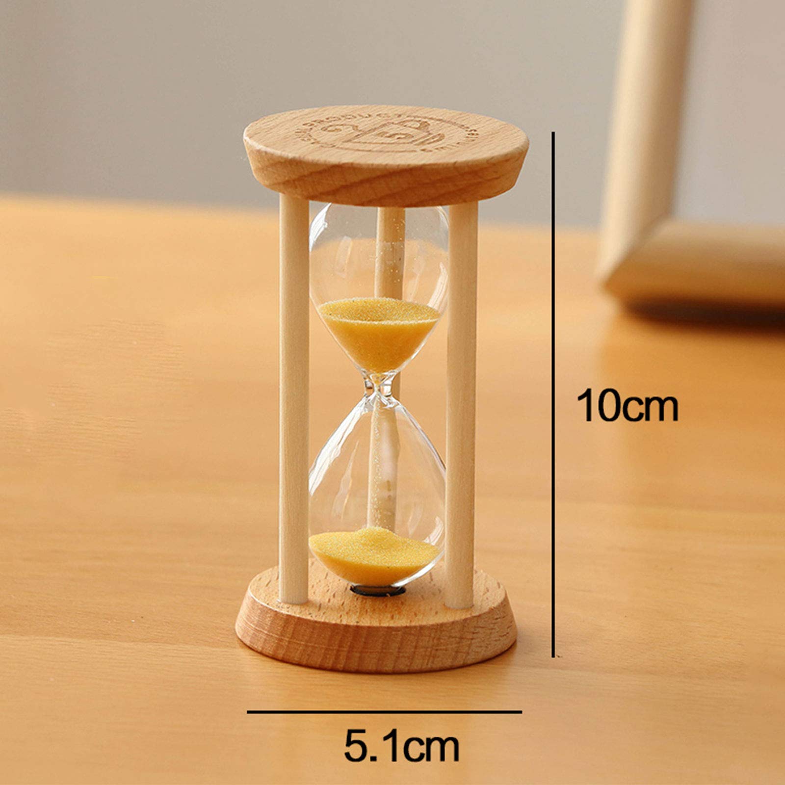 Clessidra vintage in metallo, clessidra con sabbia, timer in legno, 3/5/10/15/30 minuti, souvenir creativo, quadrato moderno (giallo, 5 minuti)