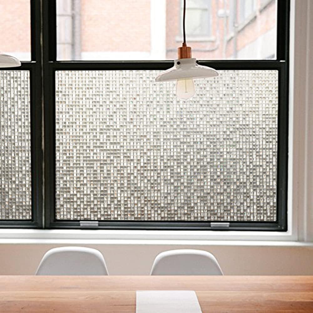 Privacy Window Films, Transparent Glass Tint Static Cling Treatment Reflects Rainbow Effect with Sunlight - Home Protection and Decorative, Heat Control, UV Prevention (11.81*78.7inch, Black Crystal)