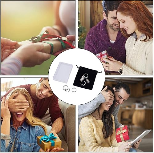 Miniatura 6 de UNICRAFTALE Juego de 7 anillos de acero inoxidable con triple ranura en blanco con bolsas de terciopelo para hacer anillos con incrustaciones de