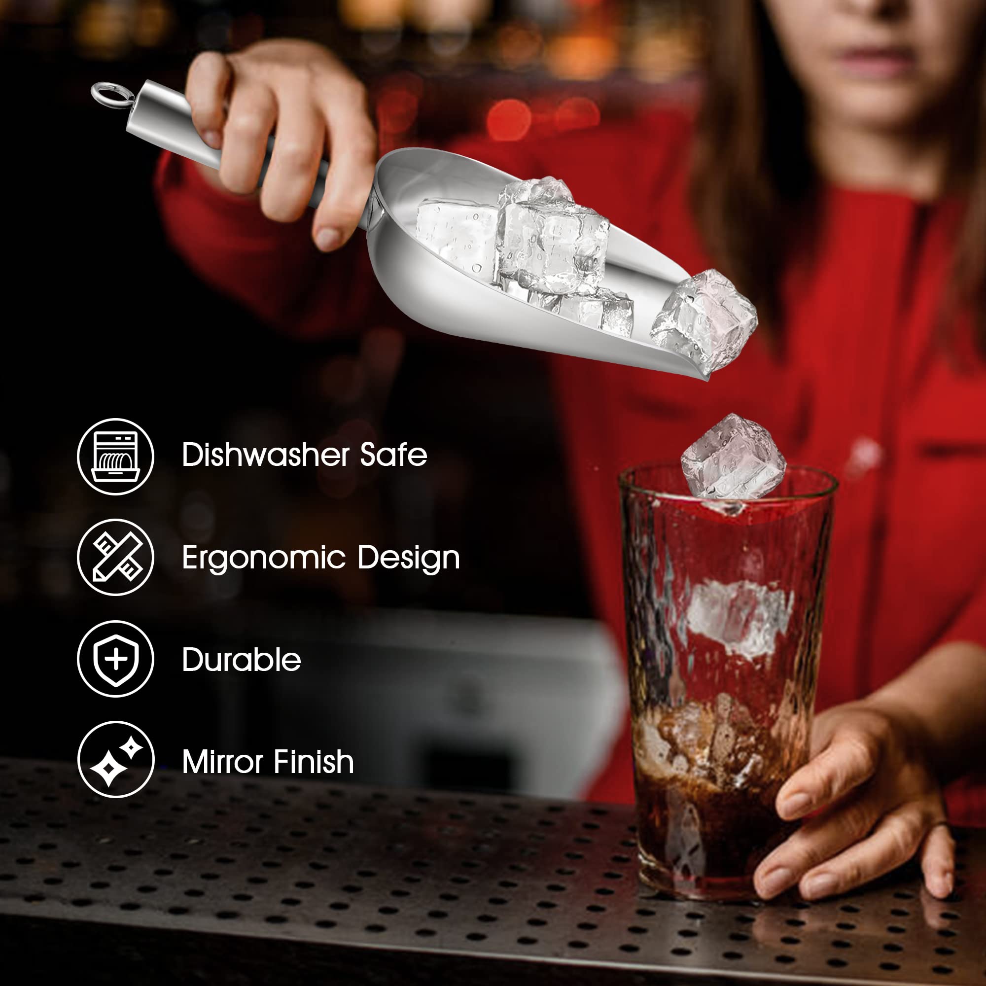 Cucchiaio Per Gelato Set 2 Palette E 2 Pinze Per Ghiaccio In Acciaio Inox -  Per Bar, Cucina, Party (argento) Utensili Cucina, image size:2000x2000