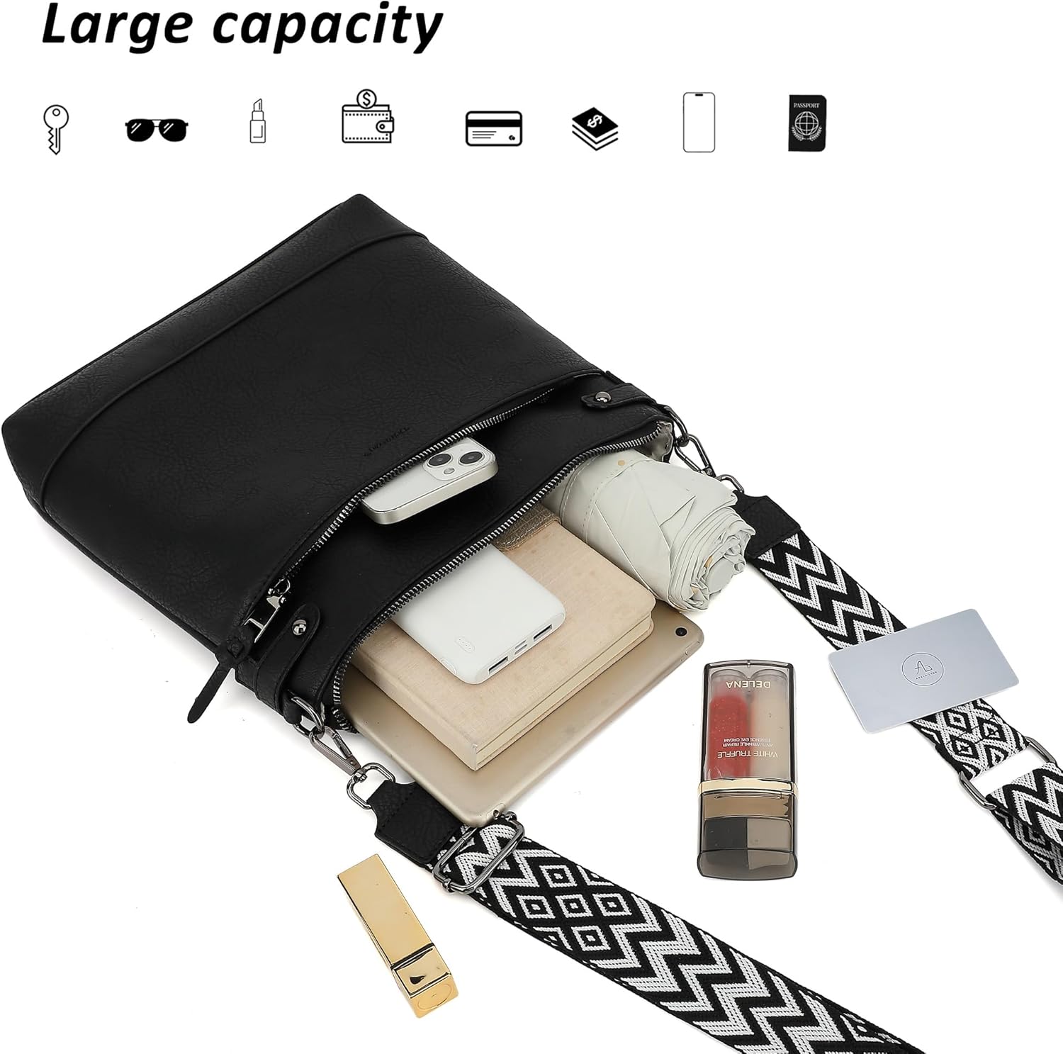 TANTOMI Vegan Leather Crossbody Bags for Women Hobo Travel Purse with Guitar Strap Trendy Women's Handbags with 6 Card Slots - Image 7