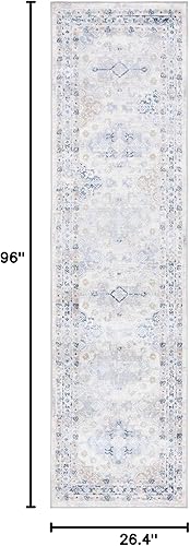 Miniatura 3 de Safavieh Bayside Collection - Alfombra para pasillo, 2.2 x 8 pies, color gris y azul, diseño Shabby chic, no desprende pelusa y de fácil cuidado,