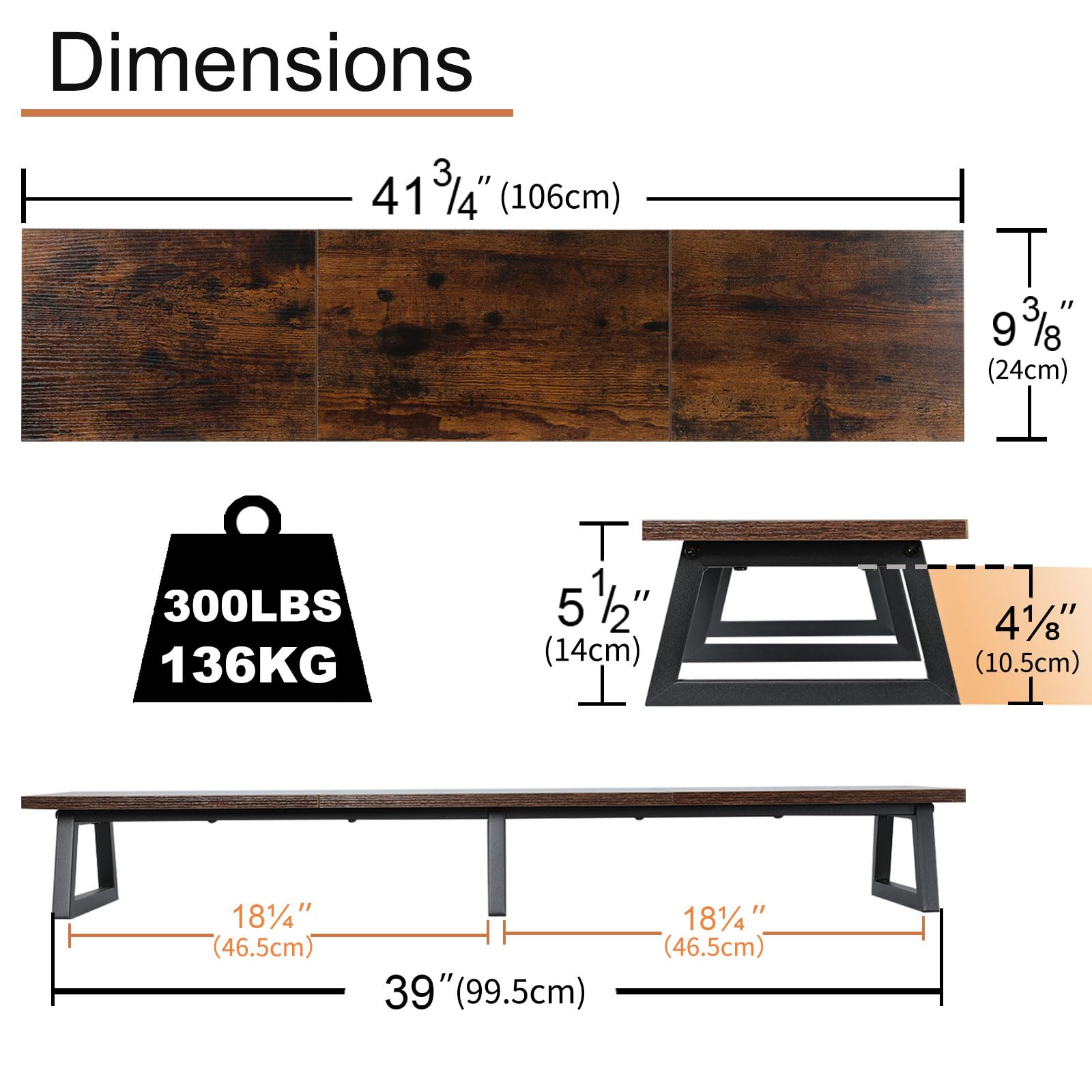 Aothia Large Dual Monitor Stand Riser Wide Monitor Stand TEAMIX 42 Inch ...