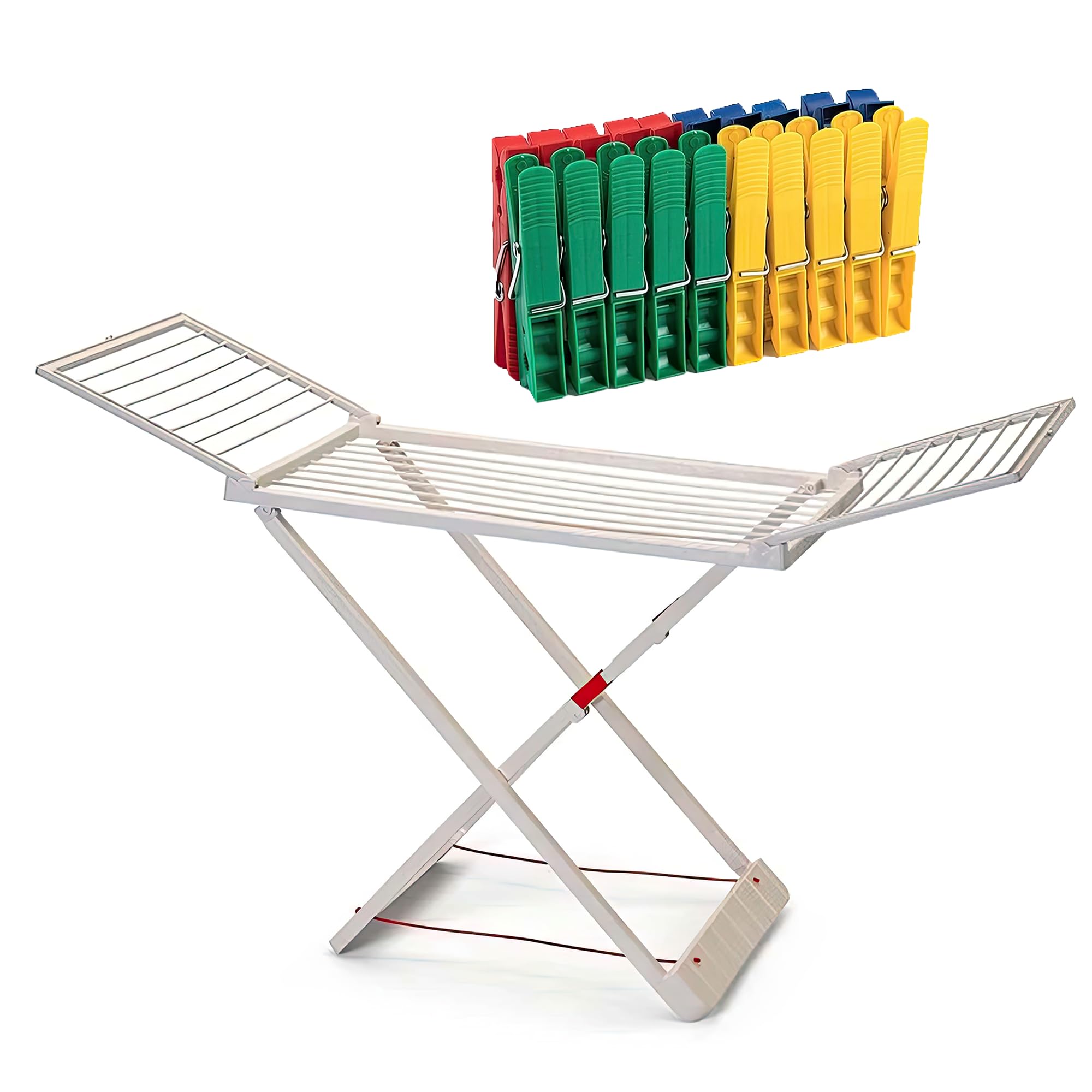 ForenTex Tendederos Plegables con alas, Hecho de Resina, Superficie de tendido 20 m, con Bloqueo de Seguridad, Resistente al Sol, Incluye 20 Pinzas (Blanco) — view 9