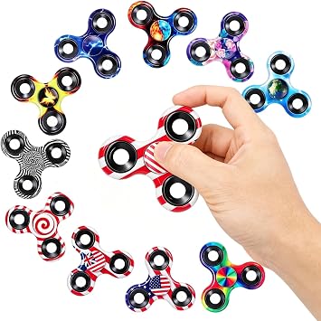 10PCS Fidget Spinner Toy Pack for Kids Adults, Metal Tri-Spinner Fidget Toy Set, Hand Spinner for Stress Relief, Holiday Stocking Stuffer, Party Supplies Goodie Bag Stuffers Classroom Prizes