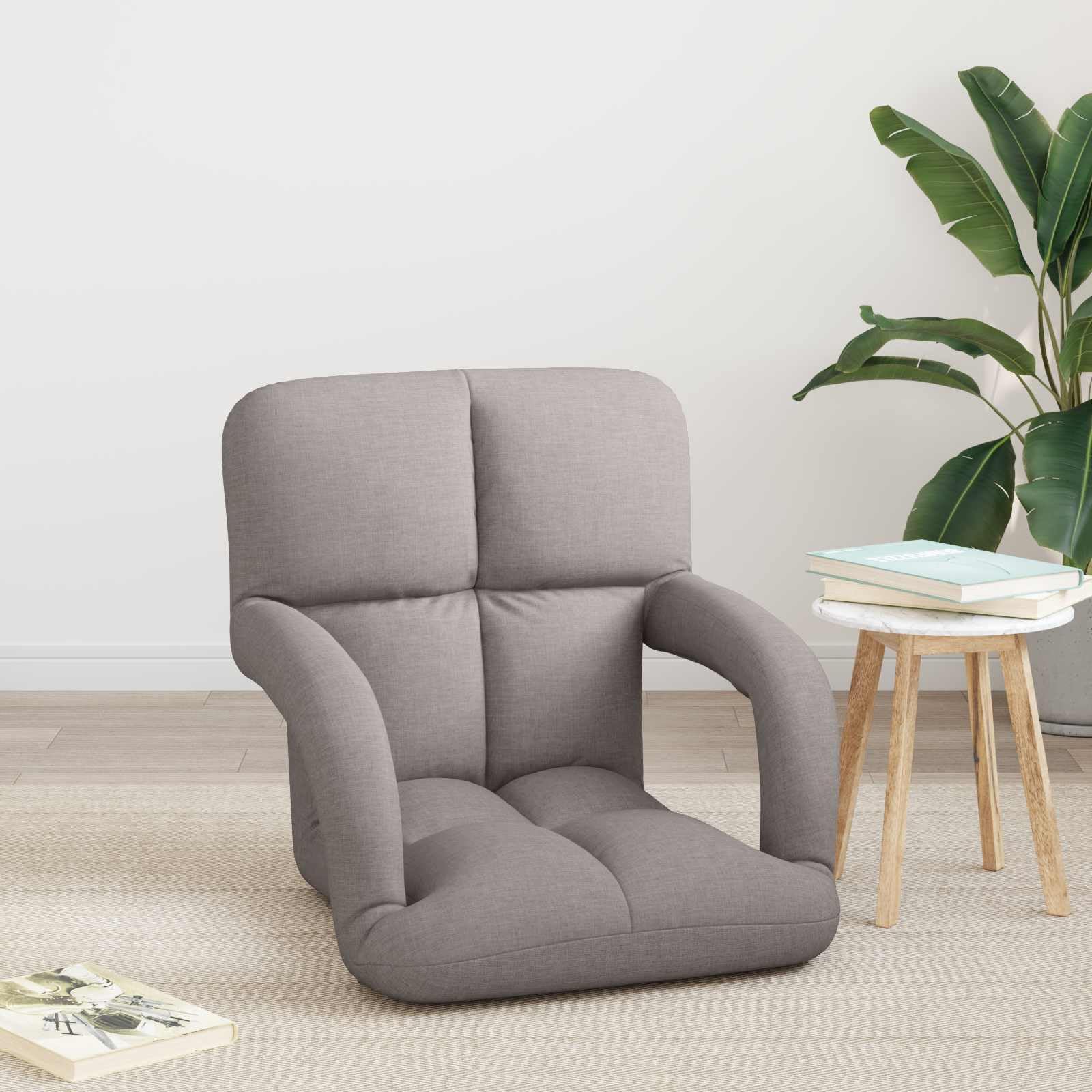 Regulowane krzesło podłogowe z podłokietnikami, 5-stopniowe oparcie, materiał do salonu, czytania, jogi, gier, relaksu, ergonomiczne, nadające się do prania, składane, wielofunkcyjne