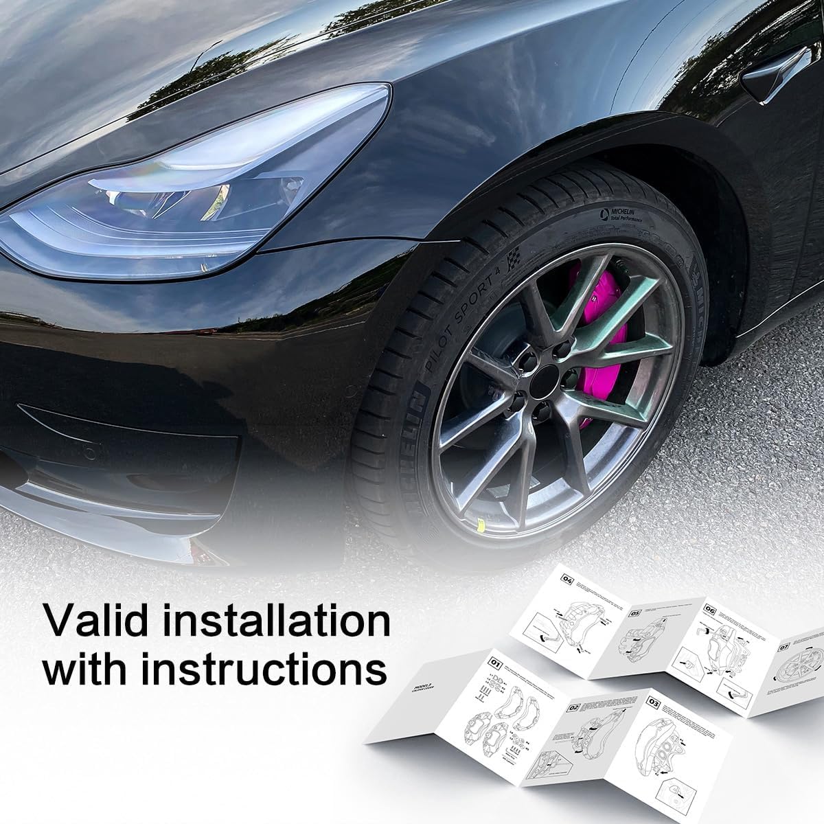 HEYOUTH 4 Piezas de 19 Pulgadas 20 Pulgadas Cubiertas de Pinza de Freno de Disco de Coche,Protector de Pinza de Freno de Disco de Aleación de Aluminio,Compatible para Tesla Modelo Y (Morado claro)
