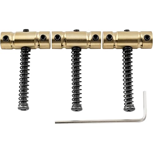 Musiclily Ultra 10.8mm Brass Compensated Bridge Saddles Set Barrel Saddles for Tele TL Electric Guitar Replacement, Black Screws(Set of 3)