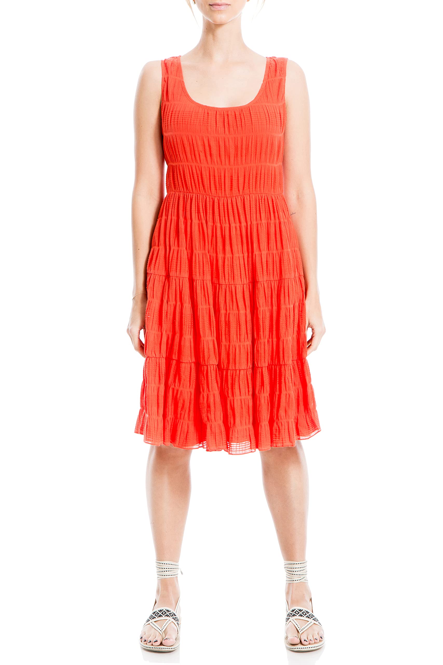 Max Studio Womens Textured Sleeveless A Line Dress Dress