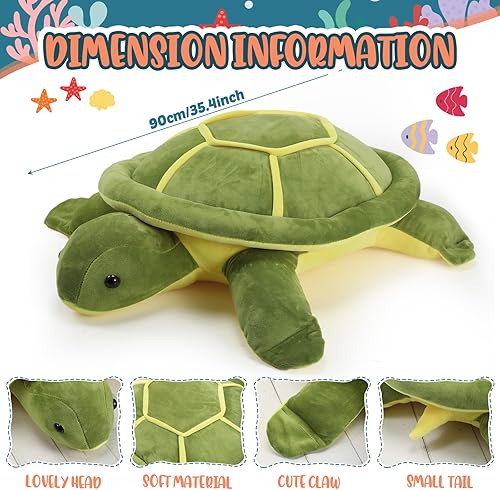 Miniatura 8 de Liliful Peluche de tortuga marina gigante, suave y grande, almohada de tortuga marina para niños y niñas, regalos para el día de la madre, San