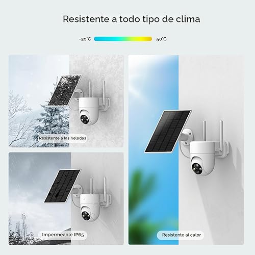 Miniatura 7 de Cámaras de seguridad solar 2K inalámbricas para exteriores, 2 cámaras inalámbricas para exteriores con visión de 360, cámaras para seguridad en el