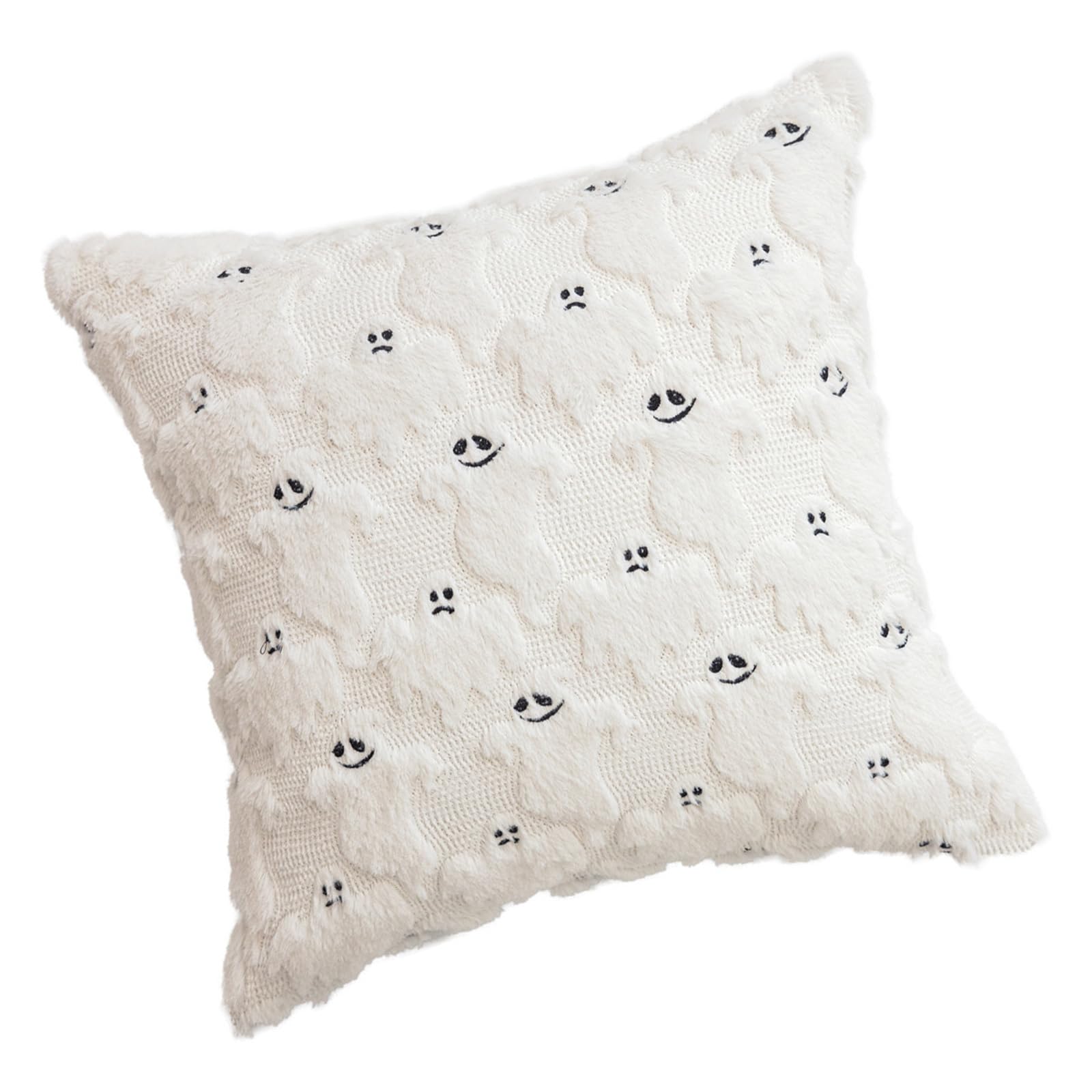 Buxuaaaa Horror Themed Plush Pillow Cover Nursery Bedroom Decors Ghostly Pattern Throw Pillowcase for Sofa Couch Halloween Accessory Plush Ghostly Pillowcase Halloween