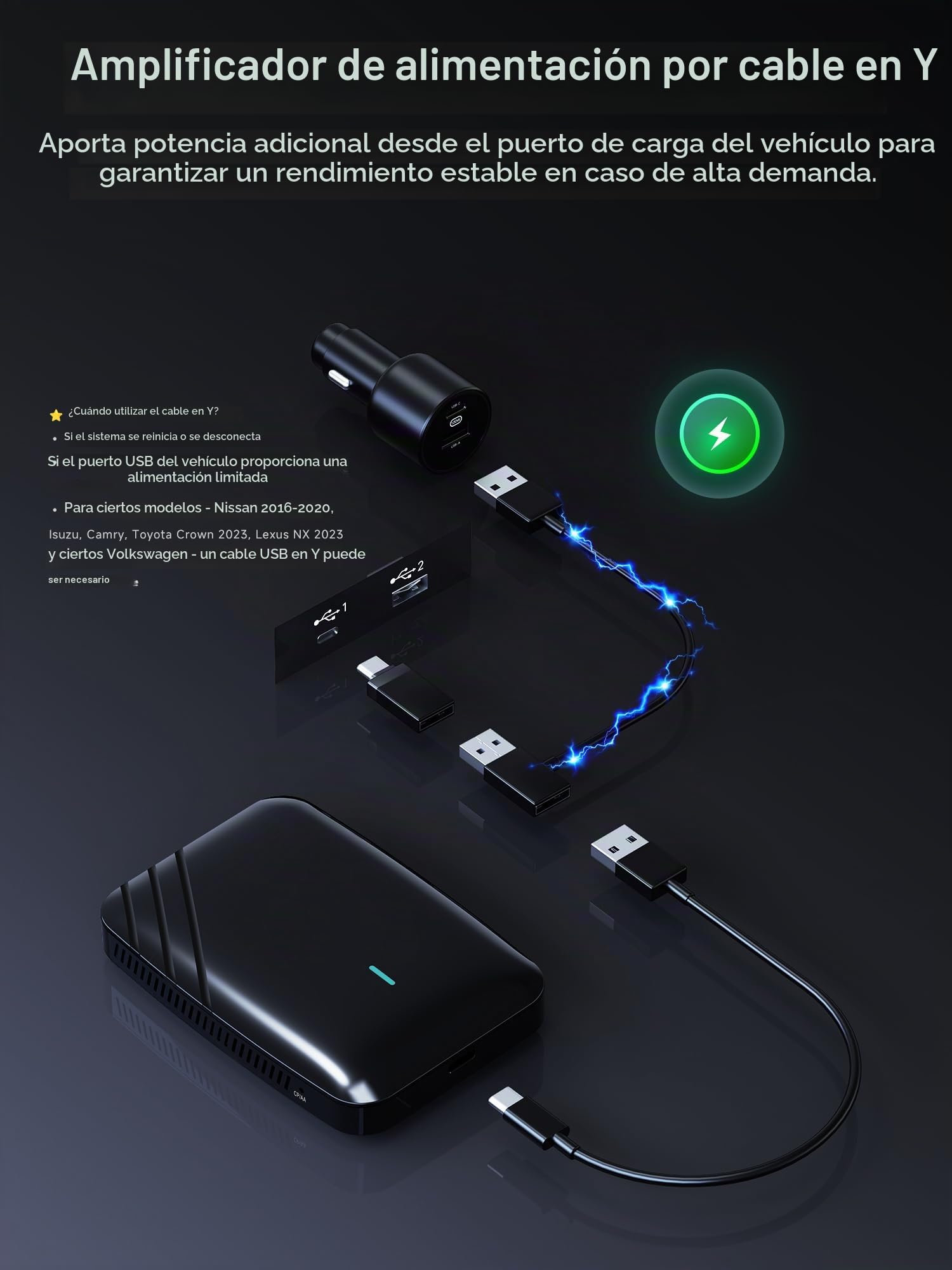 Adaptador inalambrico CarPlay，AI Box Android Auto inalambrico，Wireless CarPlay Adaptador Compatible con Netflix/Youtube/TikTok，4G+32G，DriveChat AI, Doble Wi-Fi，Bloqueo Bluetooth CB4B