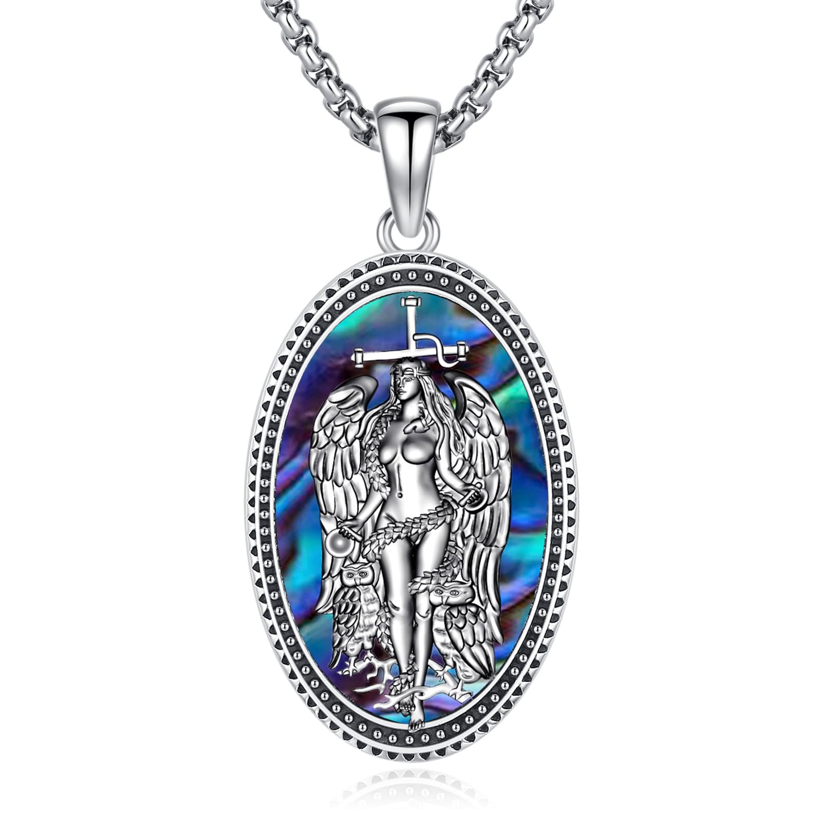 EusenseNudo De Bruja Plata 925 Original Witches Knot Necklace Tetragrammaton Hecate Triple Moon Goddess Lilith Jewelry Pentagram Pendant for Women Men