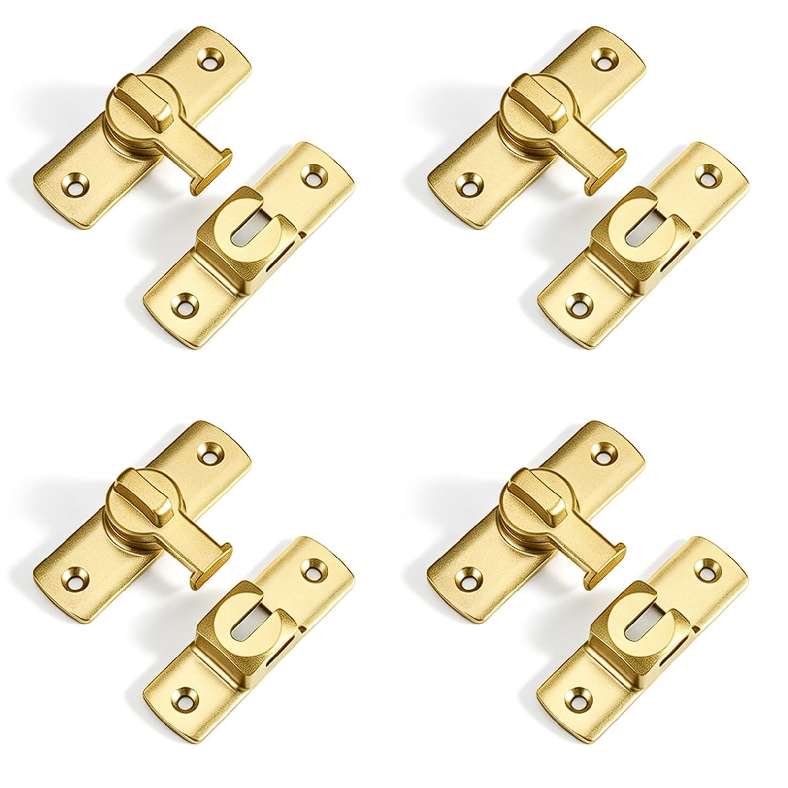 No-Drill Sliding Door Latch, Anti-Theft for Indoor Bathroom, Security Lock, Safety Buckle Aluminum Alloy(Gold)