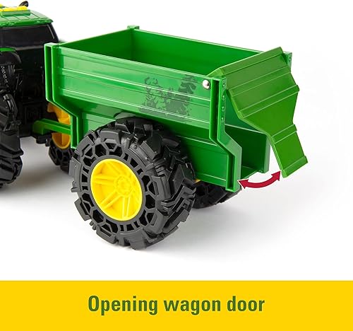 Miniatura 6 de TOMY Monster Treads - John Deere Tractor Toy and Wagon - Incluye luces, sonidos y neumáticos Monster Truck - Juguetes de granja John Deere - A