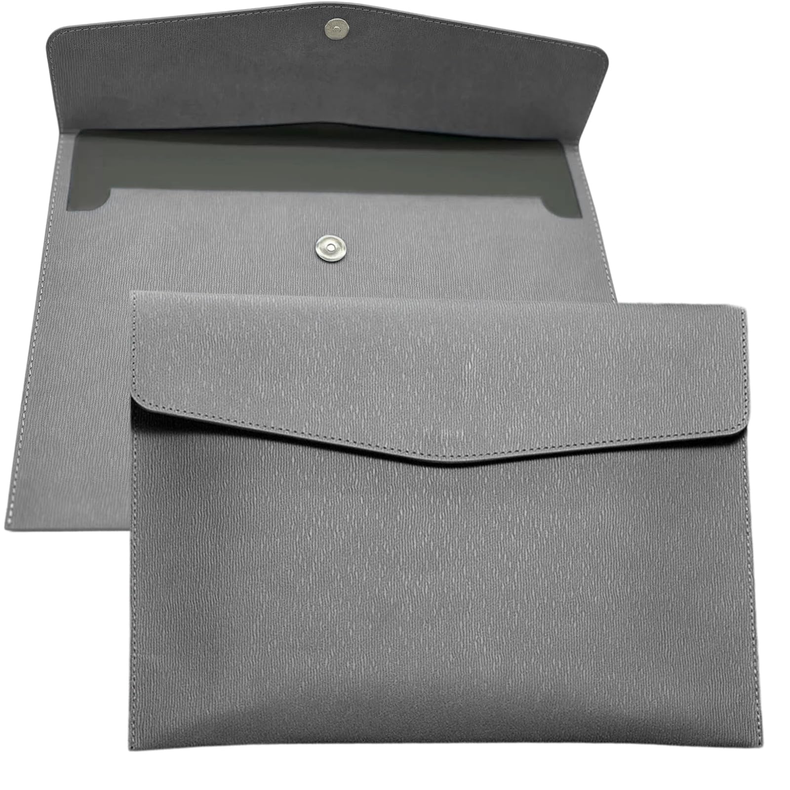 YMWALK A4 Document File Folder Wallet,PU Leather Portable and Waterproof Document Holder Organizer Envelope File Storage Bag for Business,Travel,Office, Home,and School Use (Grey)