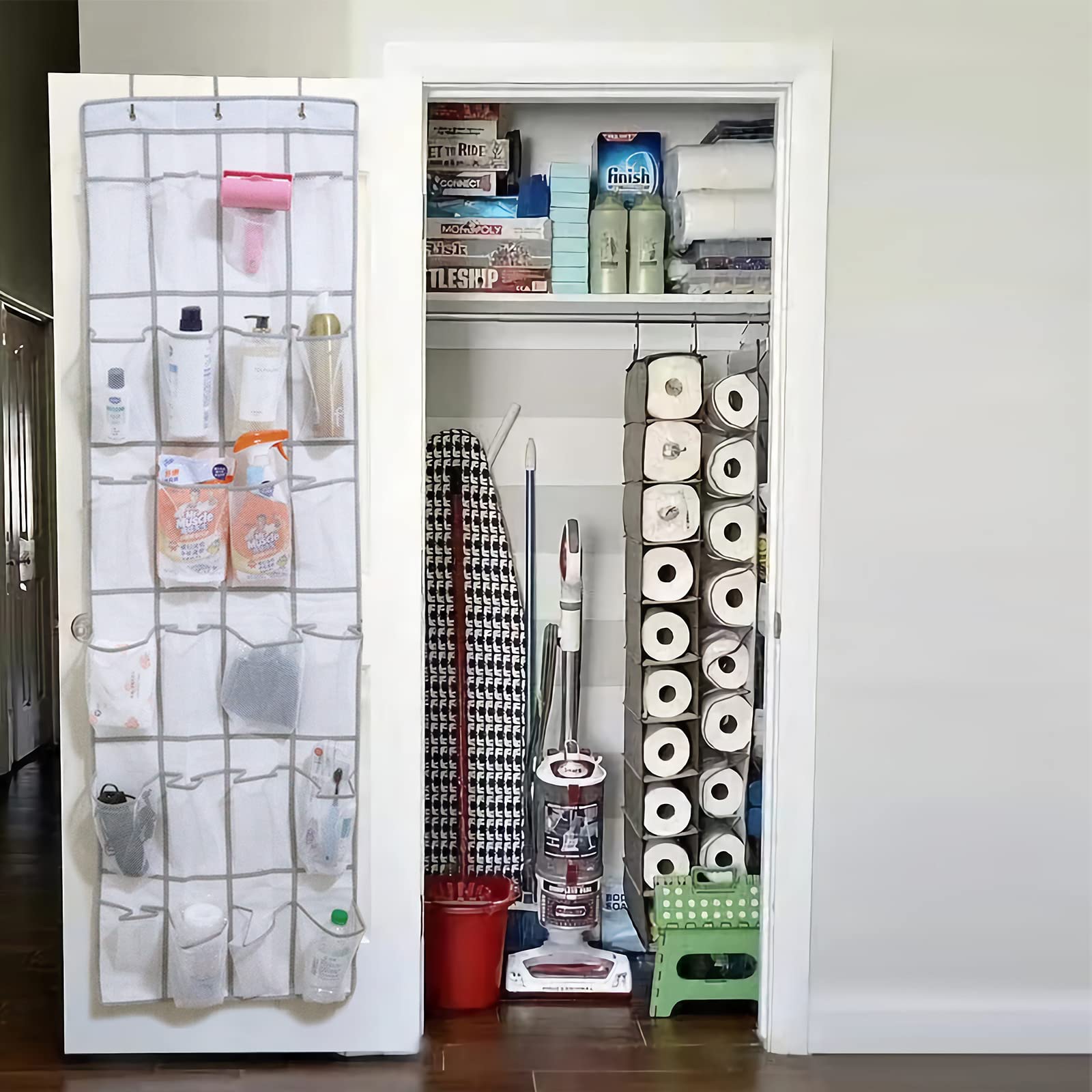 2-częściowy Organizer nad drzwiami na buty, wisząca torba do przechowywania z 24 kieszeniami, do przechowywania butów, wiszący, wielofunkcyjny organizer wiszący do sypialni, salonu, łazienki