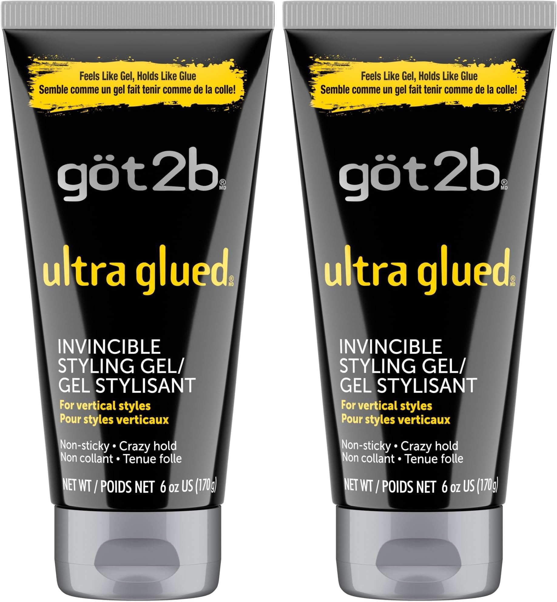 Got2B Ultra Glued Invincible Styling Hair Gel, 6 Ounce (Pack of 2)