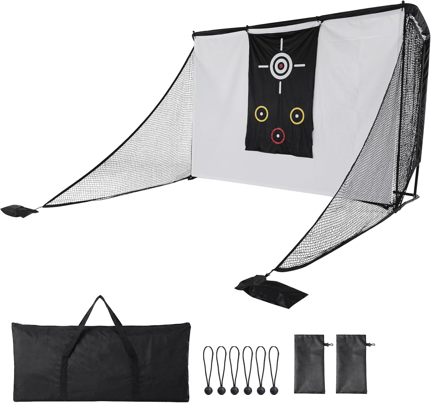 10x7ft Golf Hitting Practice Net with 2 Side Barriers & Carry Bag Golf Practice Hitting Net for Backyard Driving Chipping Training Swing