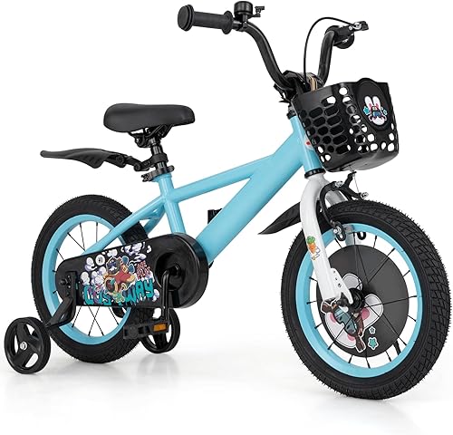 Miniatura 15 de BABY JOY Rabbit Pilot - Bicicleta deportiva para niños, 12, 14, 16, 18 pulgadas, bicicleta infantil para 3-8 años con altura ajustable, ruedas de