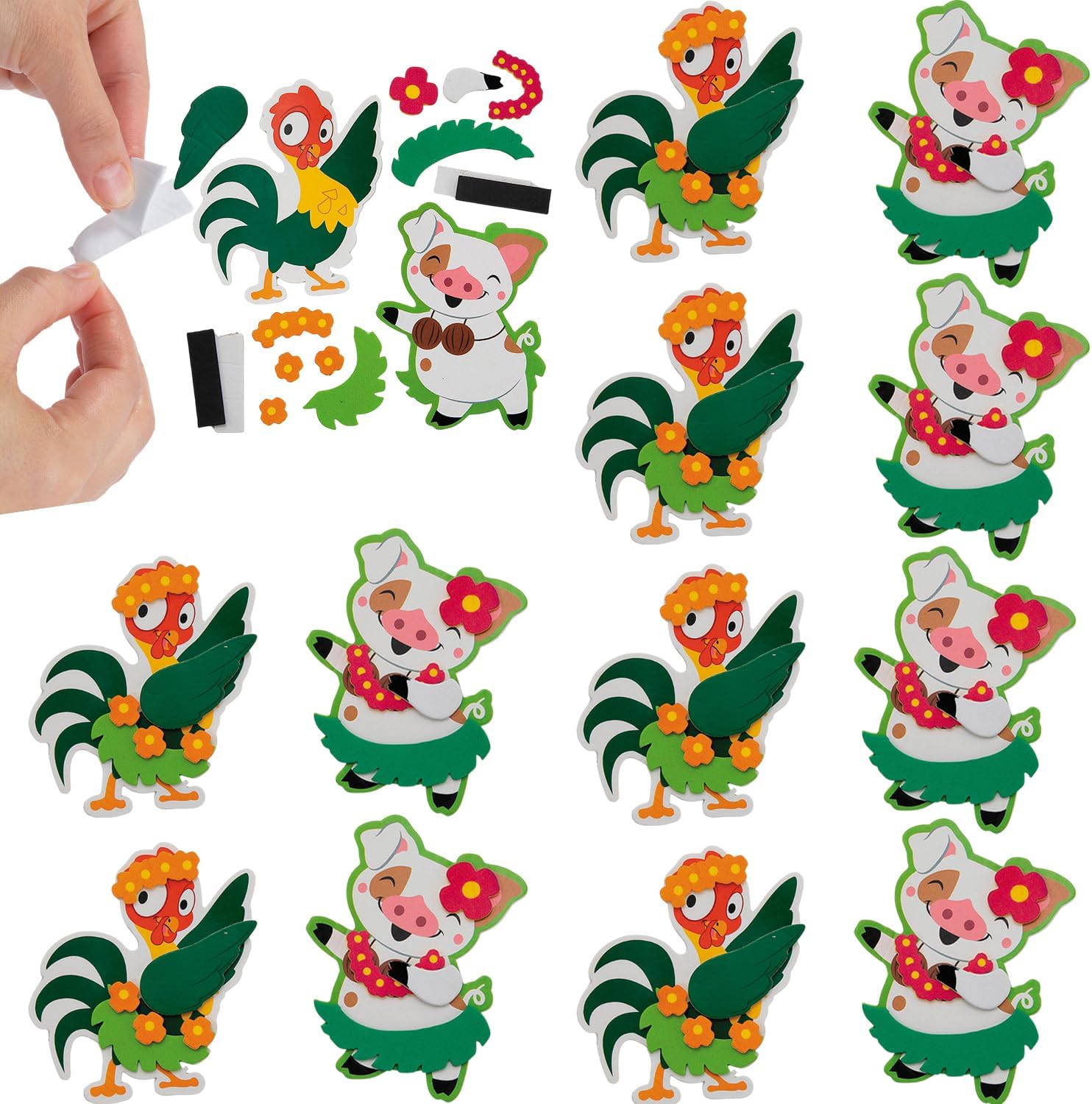Fun Express 4" Luau Hula Animals Magnet Craft Kit VBS 2026 - Makes 12