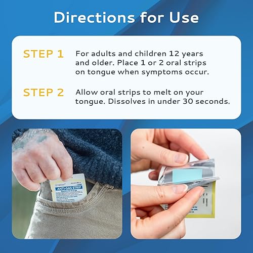 Miniatura 6 de 10 tiras de alivio antigas  Tiras de alivio oral solubles de sabor menta  Alivio rápido de gases para adultos  Alivio eficaz de la hinchazón para