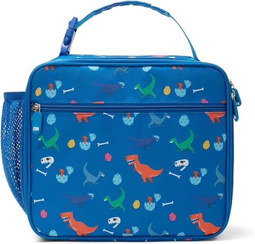 Miniatura 12 de MEXS Lonchera para niños, con dije de bricolaje y bolsas de almuerzo aisladas para niños y niñas, bolsa de almuerzo para la escuela, picnic con Rojo