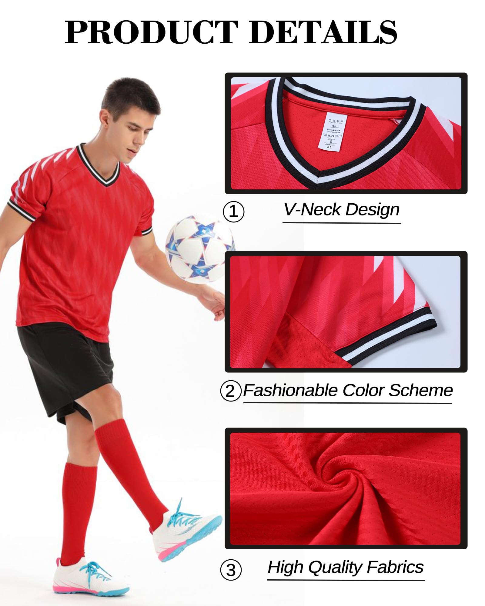 TOMIYO Custom Soccer Jersey with Name Logo Number,Personalized Soccer Jersey Shirt and Short for Boys Men Players Red