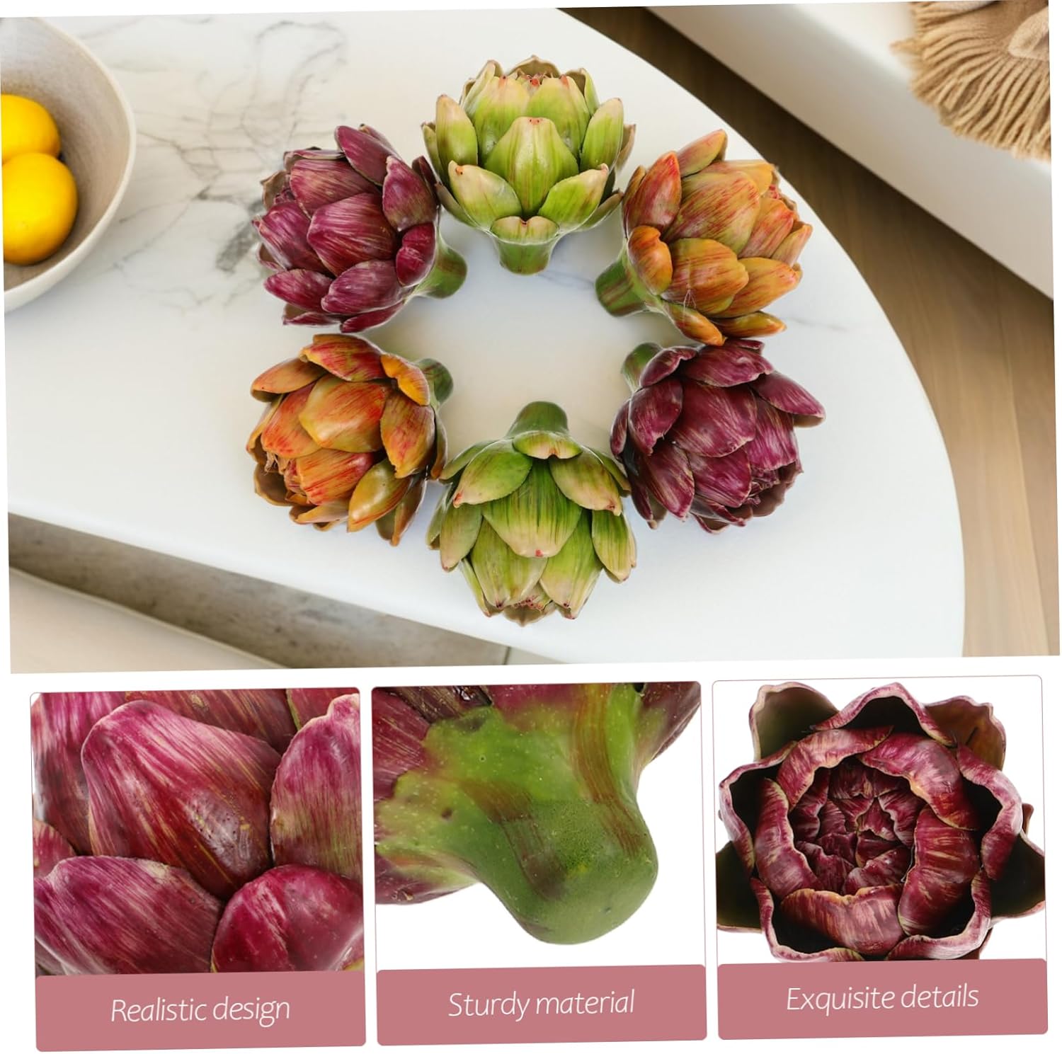 6pcs Simulation Vegetable Decor Artificial Artichoke Low Maintenance Nordic Charm for Wedding Home Event Shop