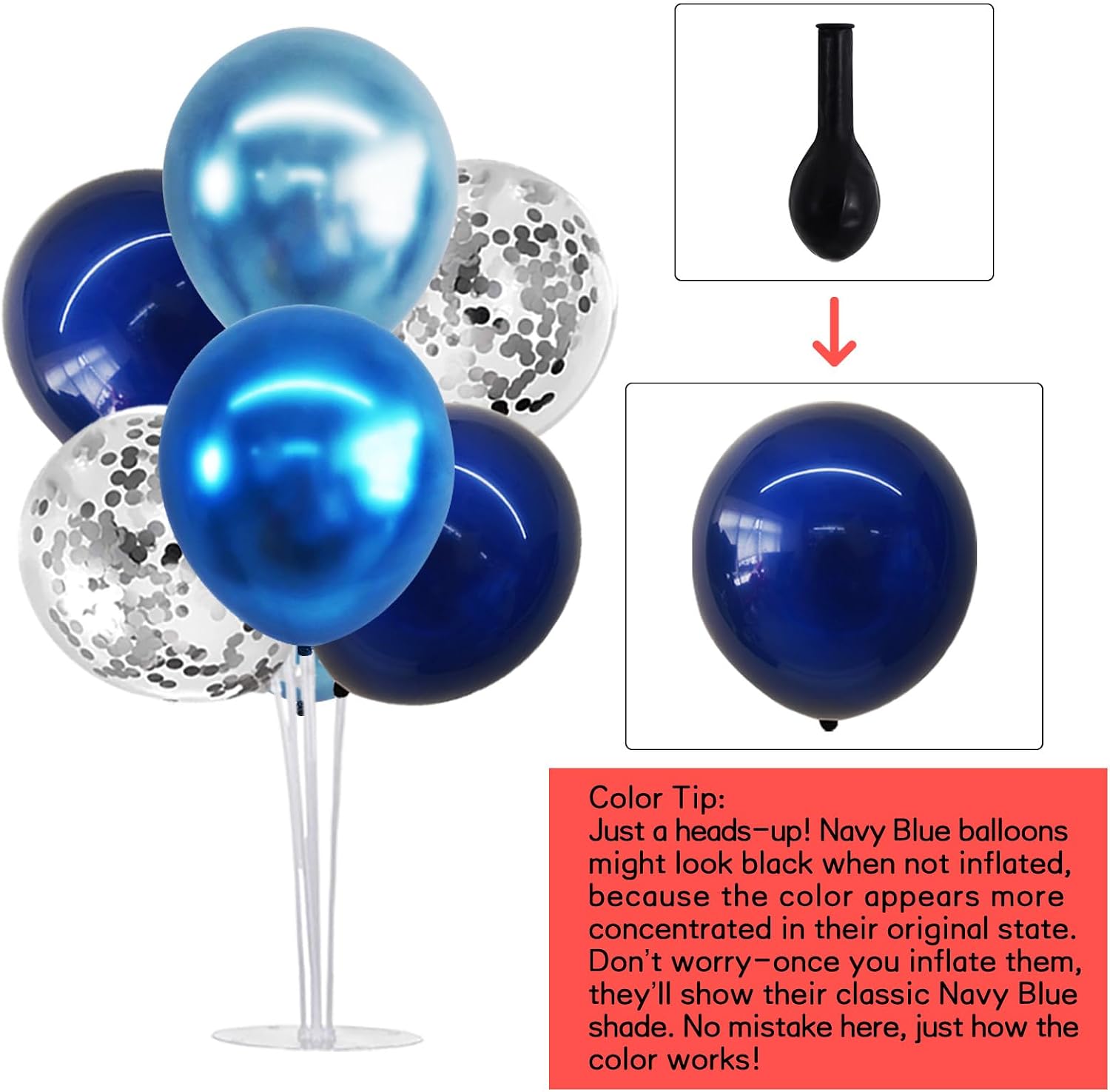  4 Set Metallic Blue Silver Balloon Stand Balloon Centerpiece Table | Table Decorations for Men's Birthday,Father's Day,Retirement,Blue Party Decoration,Graduation Decorations 2026,Baby Shower thumbnail