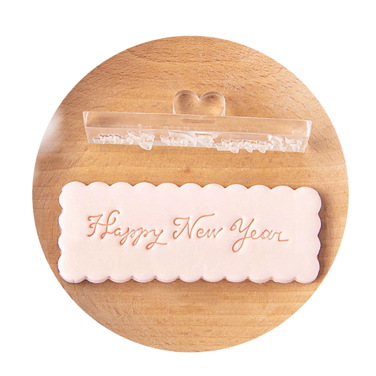 MALSSE Clear Pattern New Year Fondant Molds New Year Treats Creating Letter Embosser Ideal for Beginner and Experts Family Baking Fun