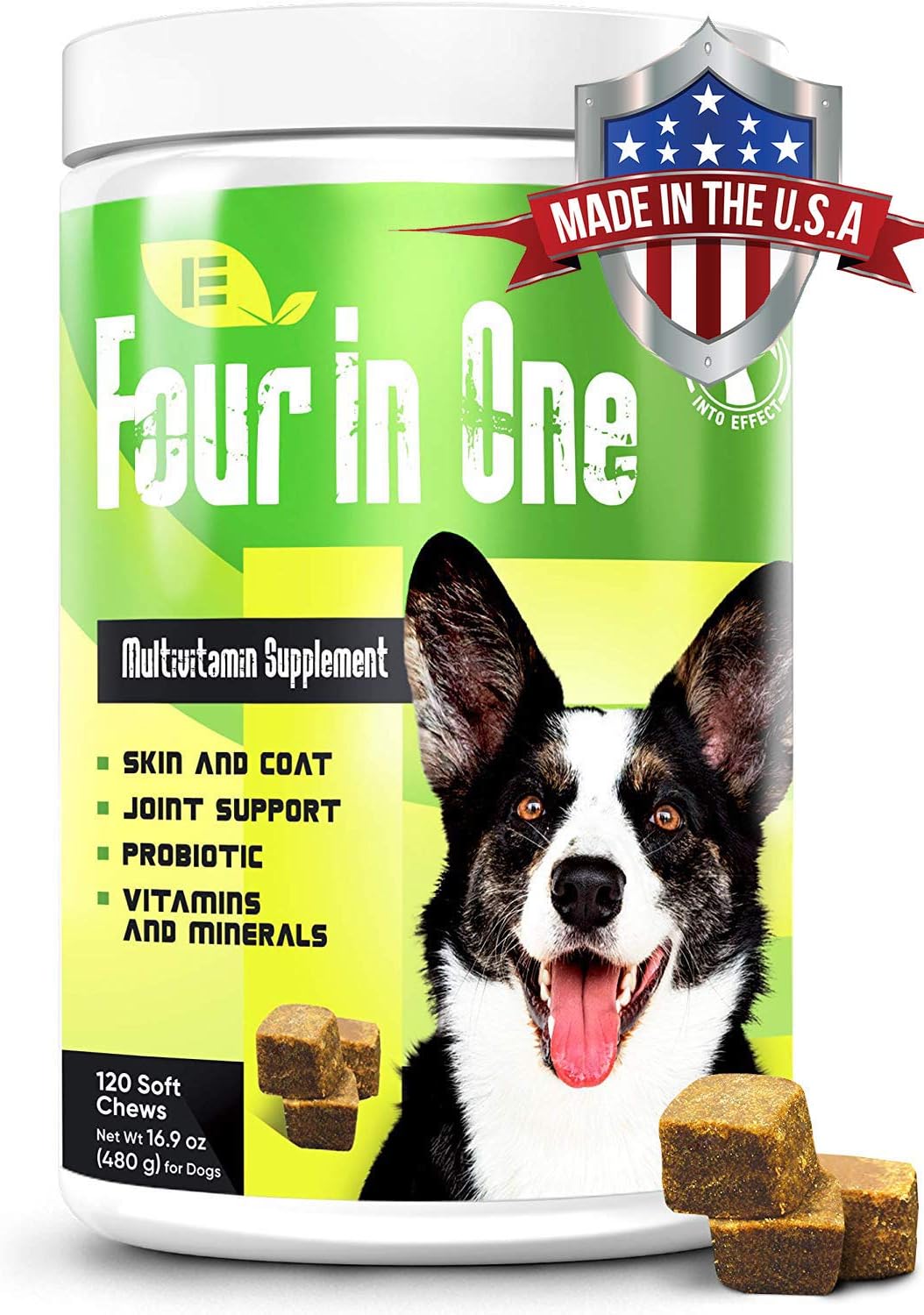 Into Effect 4 in 1 Dog Multivitamin - Essential Dog Vitamins and Supplements for Joints, Immune System and Skin & Coat - Senior Dog…