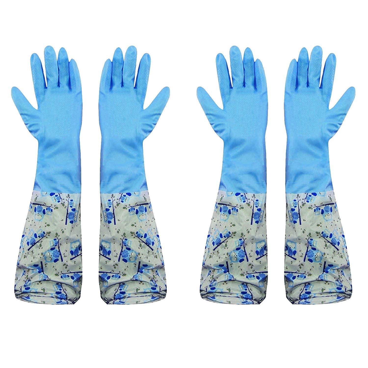 Moxtiza Reusable Waterproof Household Latex Hand Gloves | 2 Pair, Blue | For Kitchen, Dishwashing, Laundry, Cleaning, Gardening, and Sanitation