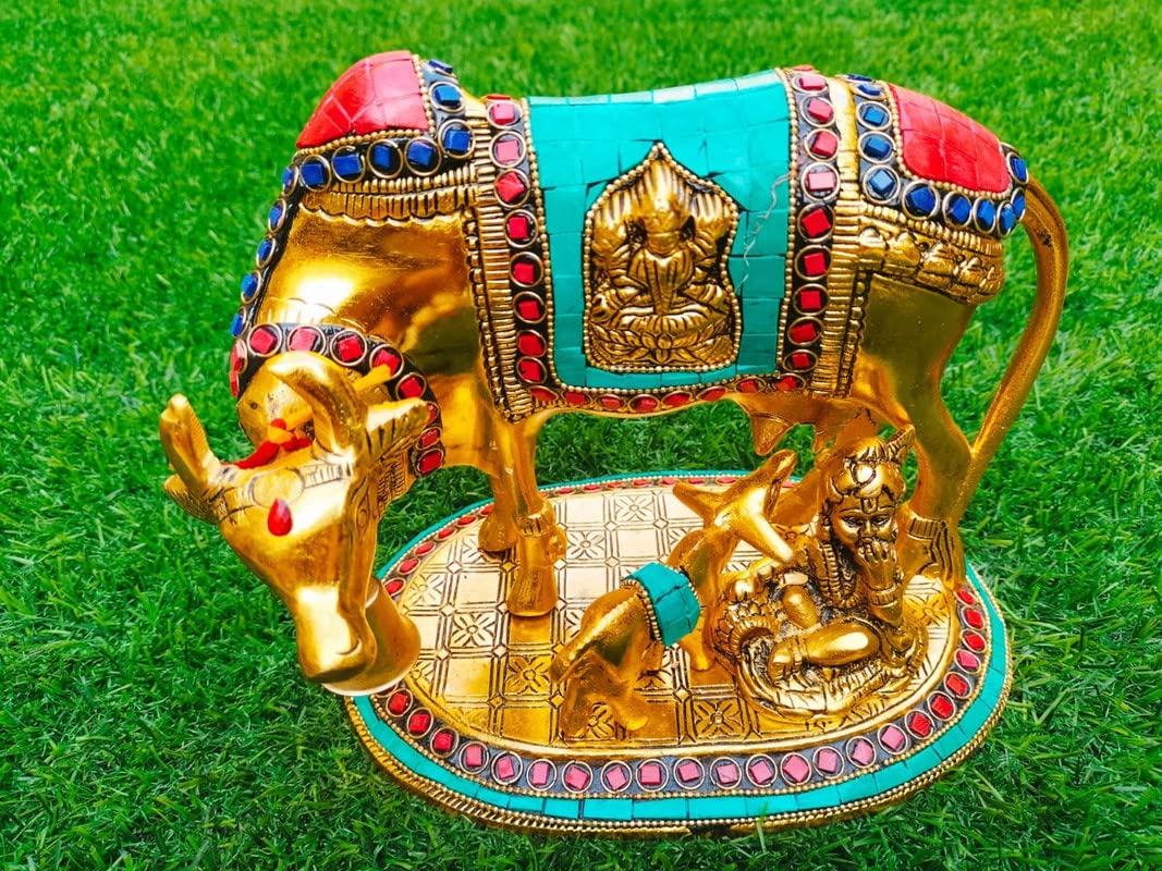 MEHRAS Life Style Metal Cow and Calf Figurine 1 Piece
