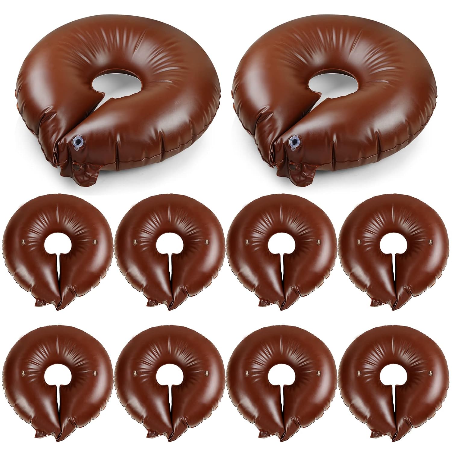 Nuogo 10 Pcs Tree Watering Bag 15 Gallon, Slow Release Watering Ring PVC Planting Water Bag for Trees and Shrub, Automatic Tree Watering System Drip Irrigation Ring, Brown, 35.4 x 35.4 Inch