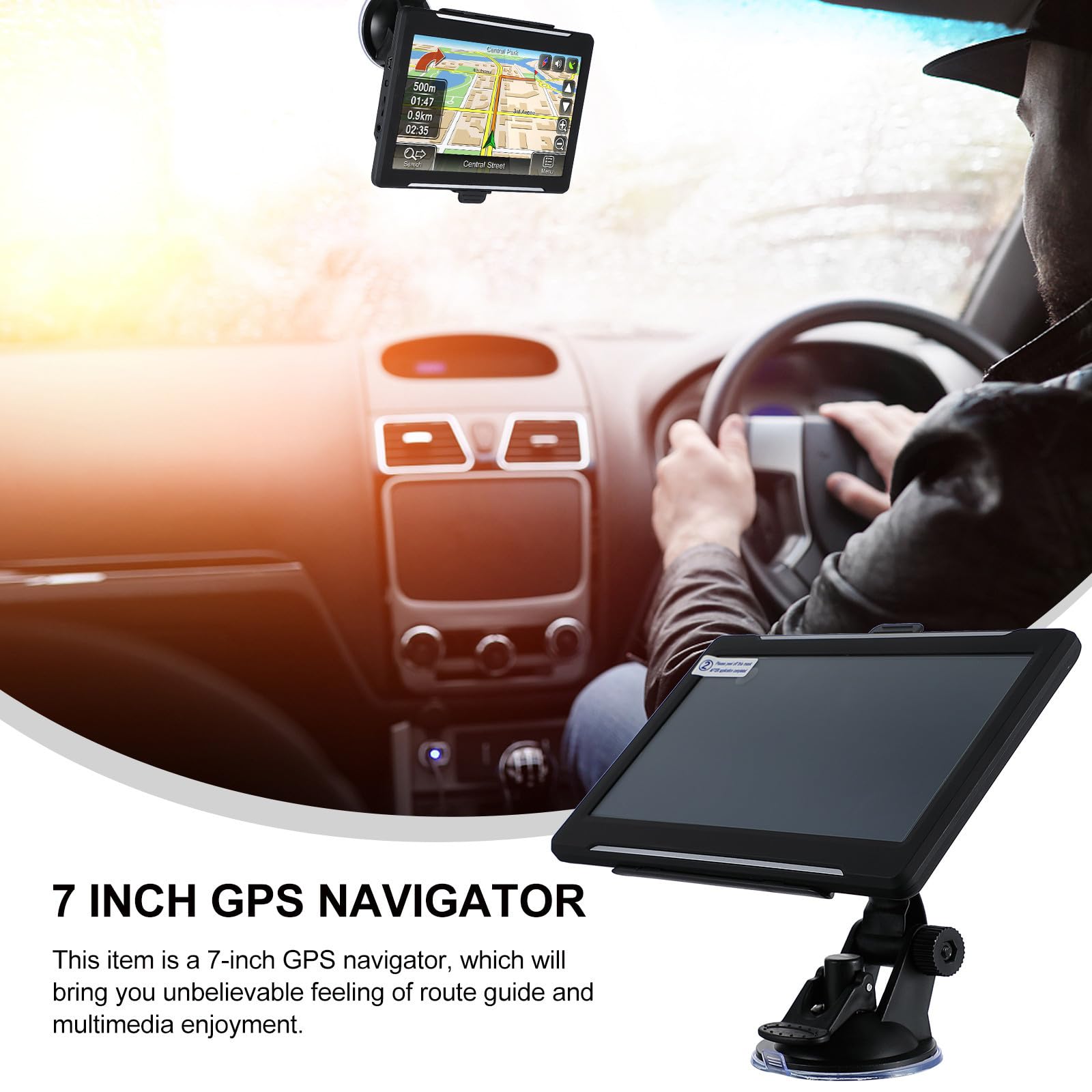 Dispositivo Gps per Camion da 7 Pollici con Schermo Touch, 8gb di Archiviazione, Correzione Intelligente degli Errori e Vocale, per Auto e Veicoli Commerciali