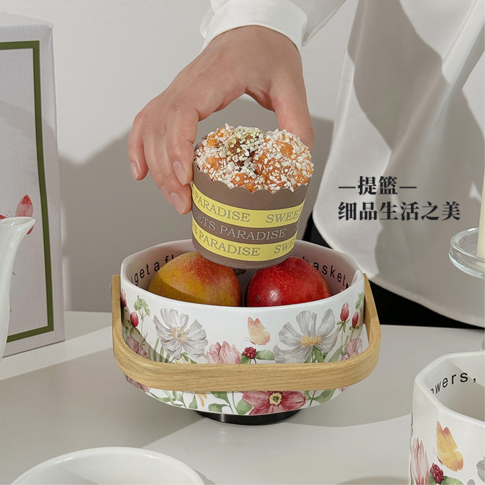 Ceramiczny zestaw czajniczek z kwiatowym wzorem, 400 ml, kwiaty Xiangyang, 4-częściowy zestaw